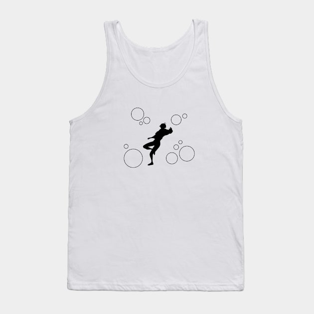 Bubbles Hibiki Falling Black Tank Top by Luma Designs